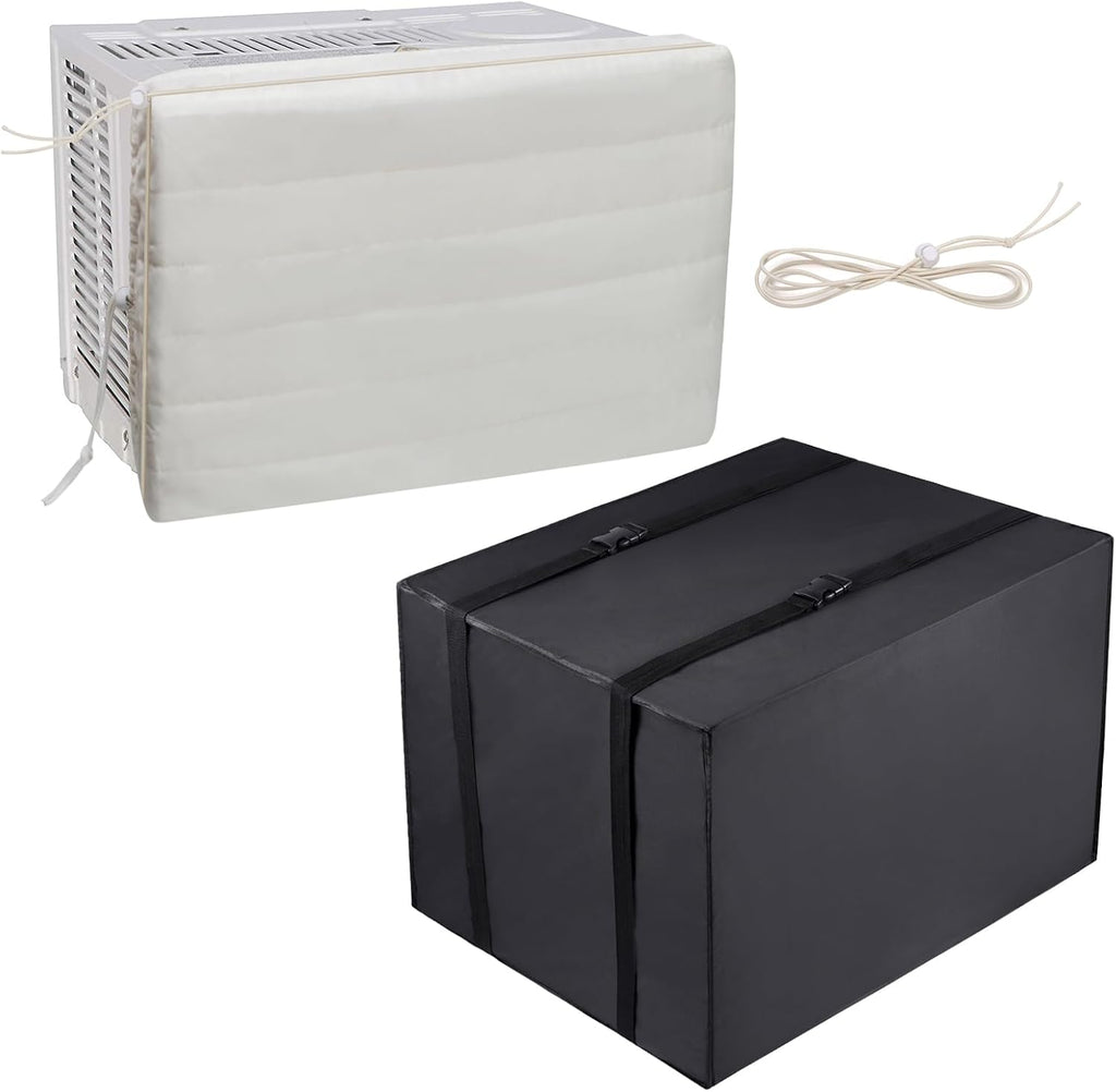 White Window Air Conditioner Cover with Black Outdoor Cover Q94547