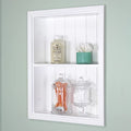 White Beadboard Recessed Wall Medicine Cabinet P126