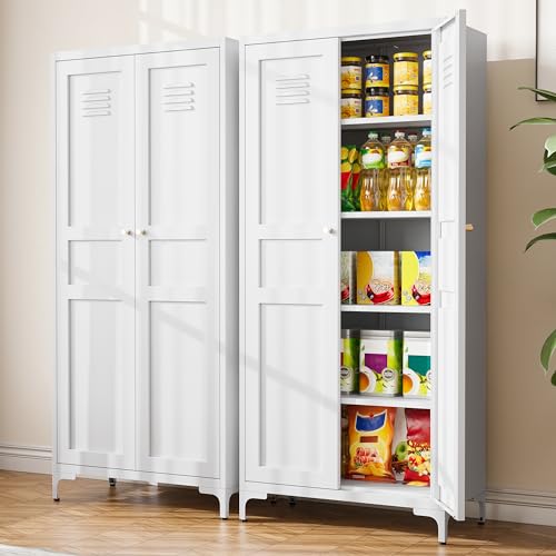 Black 61 inch Metal Pantry Storage Cabinet with Adjustable Shelves L96806