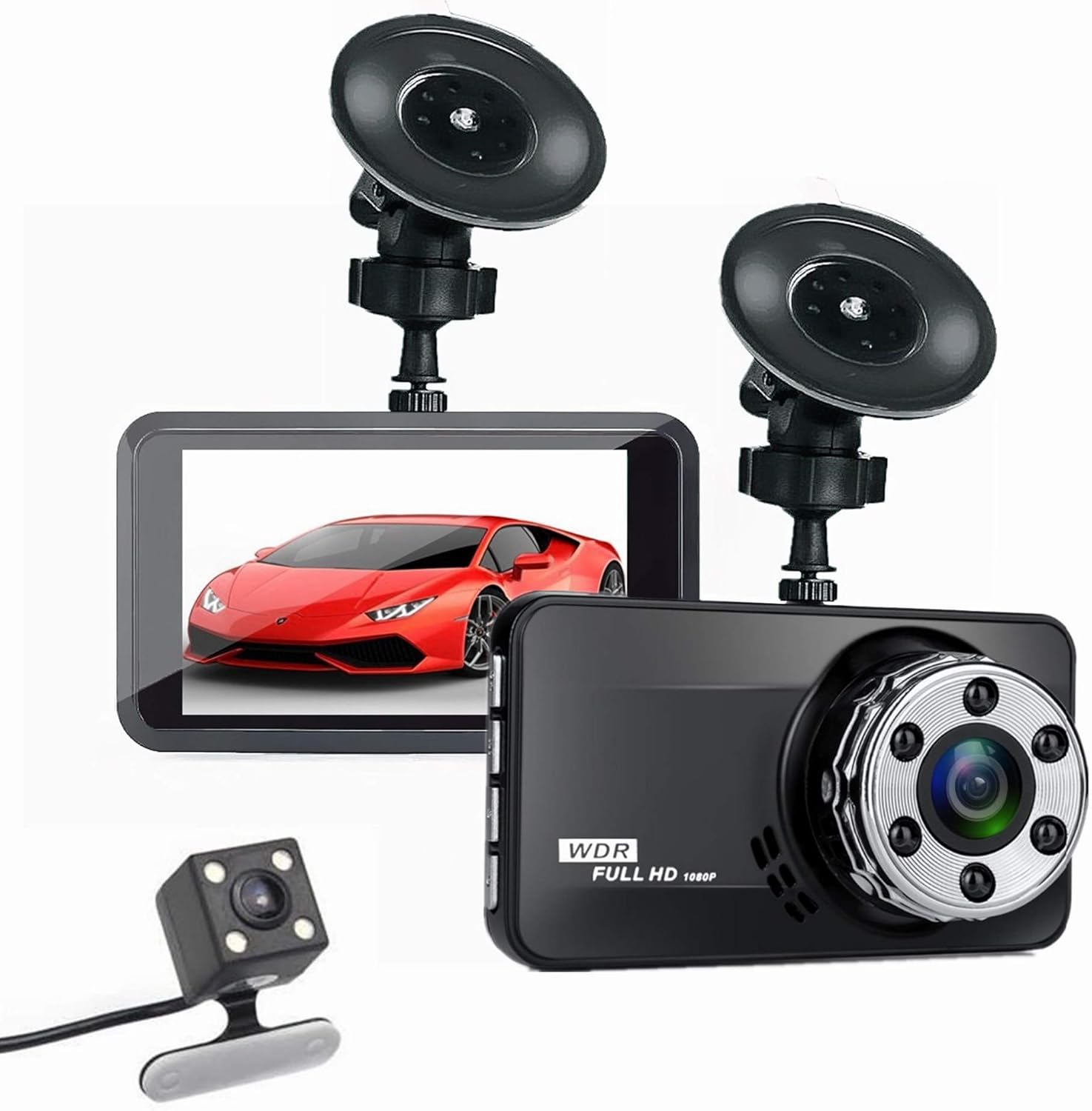 Dash Cam Front and Rear 1080P Full HD Car DVR Dashboard Camera with 3.0" LCD Display Night Vision G-Sensor U522