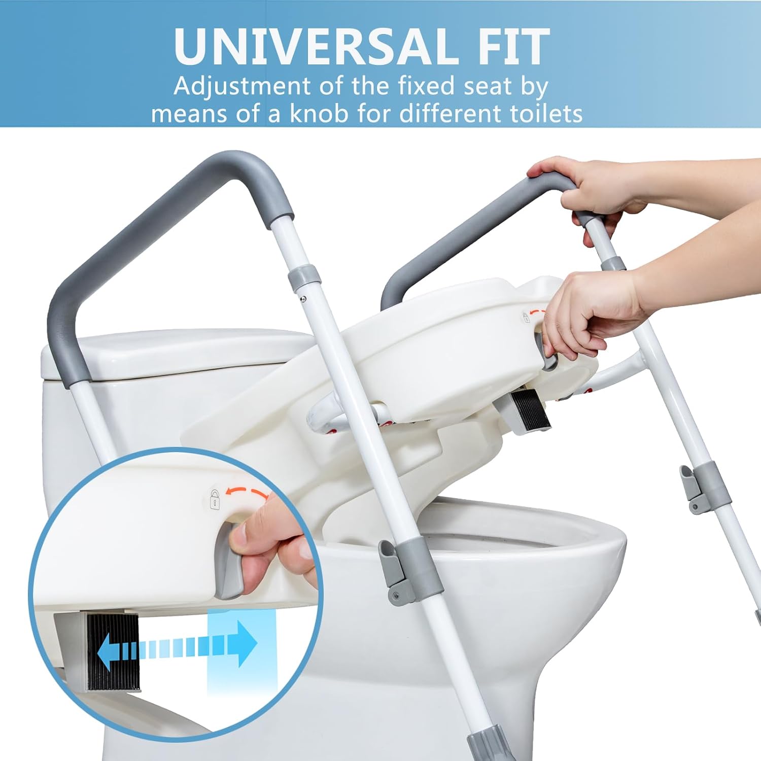 Raised Toilet Seat with Adjustable Padded Arms T1462
