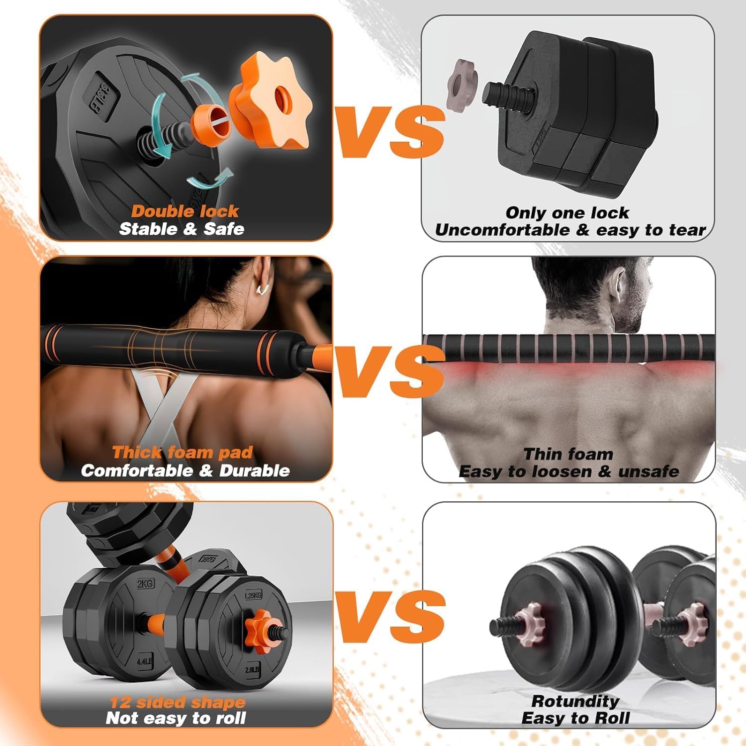 44LB 4 in 1 Adjustable Weight Dumbbell Set Y276