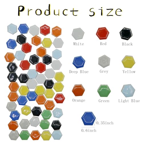 Yellow Hexagon Ceramic Mosaic Tiles, Pack of 100, 0.35 Inch J131861