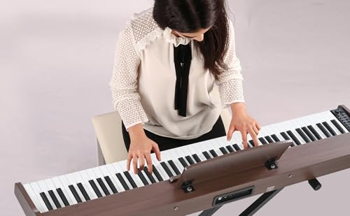 88 Key Semi Weighted Digital Piano with Bench, Stand, Sustain Pedal, Headphone (Black) G9435