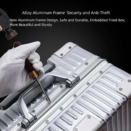 Aluminum Frame Hardside Luggage with Spinner Wheels and TSA Lock, 26 inch, Rose Gold+White R22117