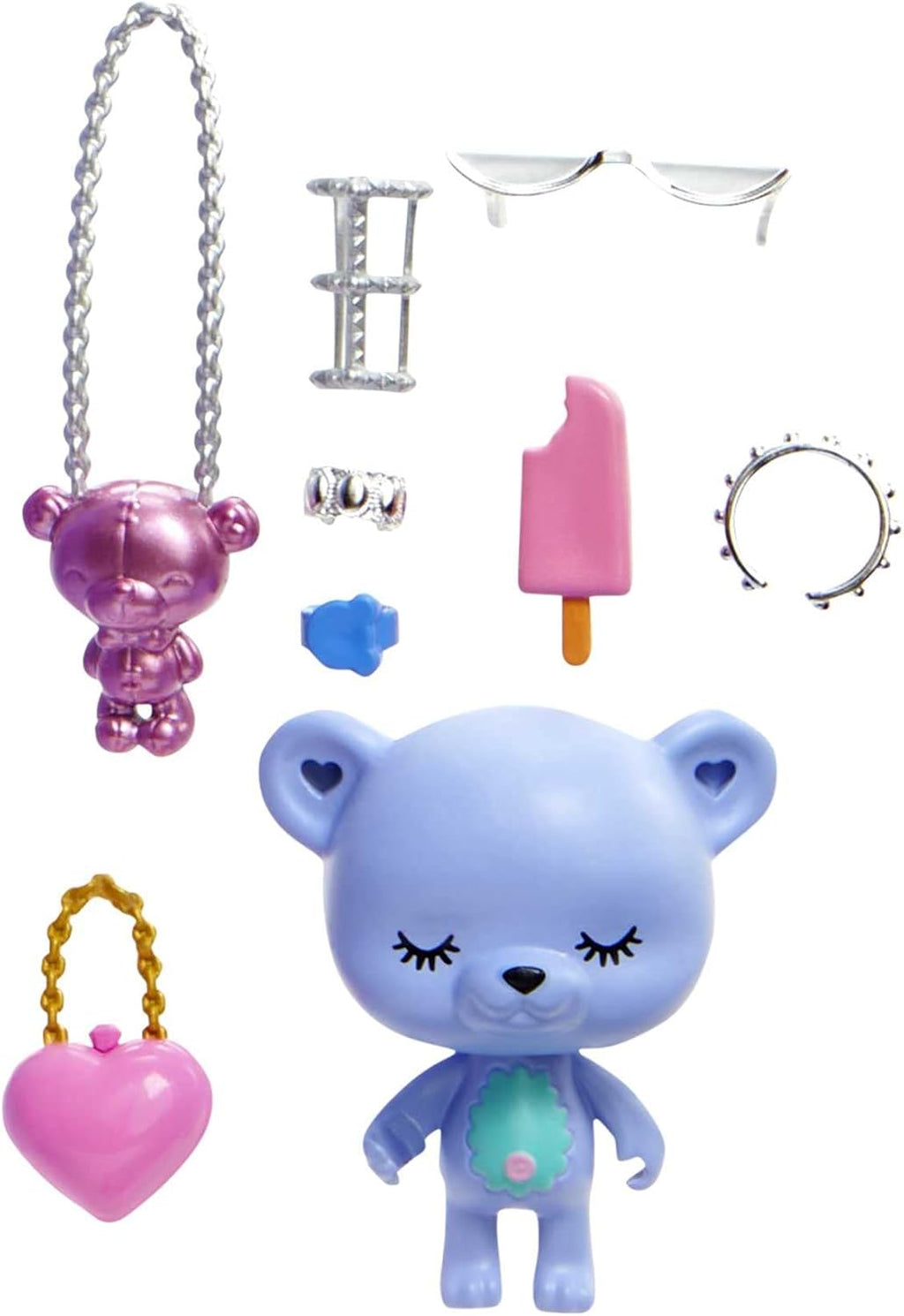 Teddy-Print Gown Fashion Doll with Teddy Bear Pet Q9621