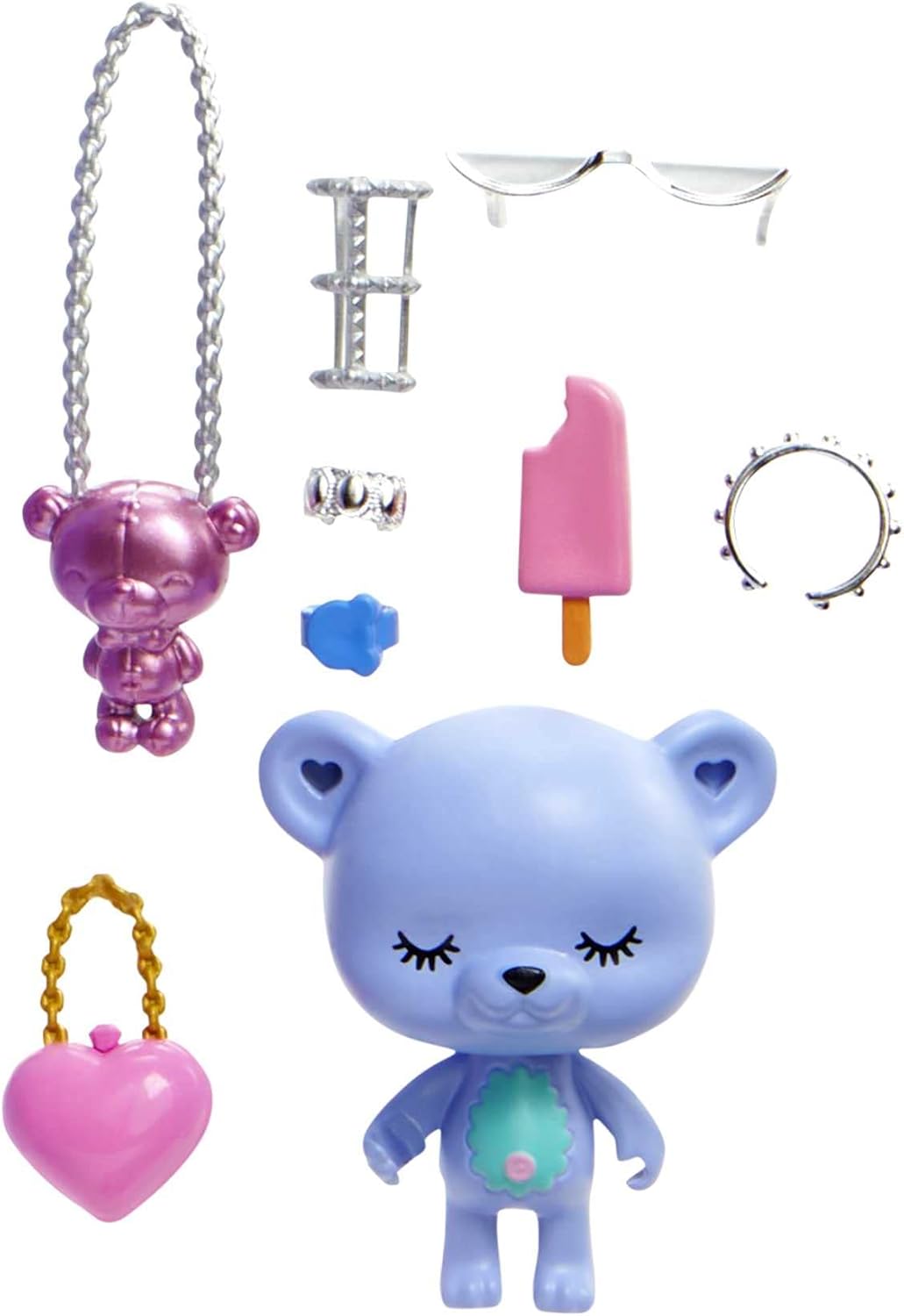 Teddy-Print Gown Fashion Doll with Teddy Bear Pet Q9621