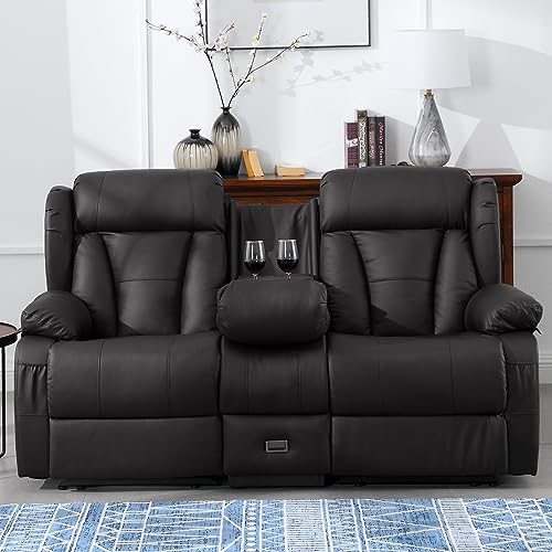Manual Reclining Loveseat with Side Pockets D444