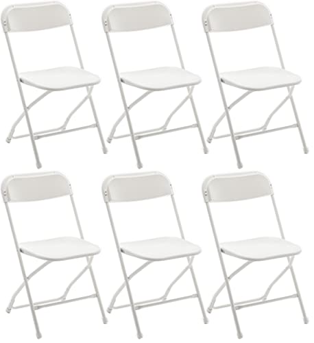 White Plastic Folding Chairs Steel Frame Set of 10 K4148