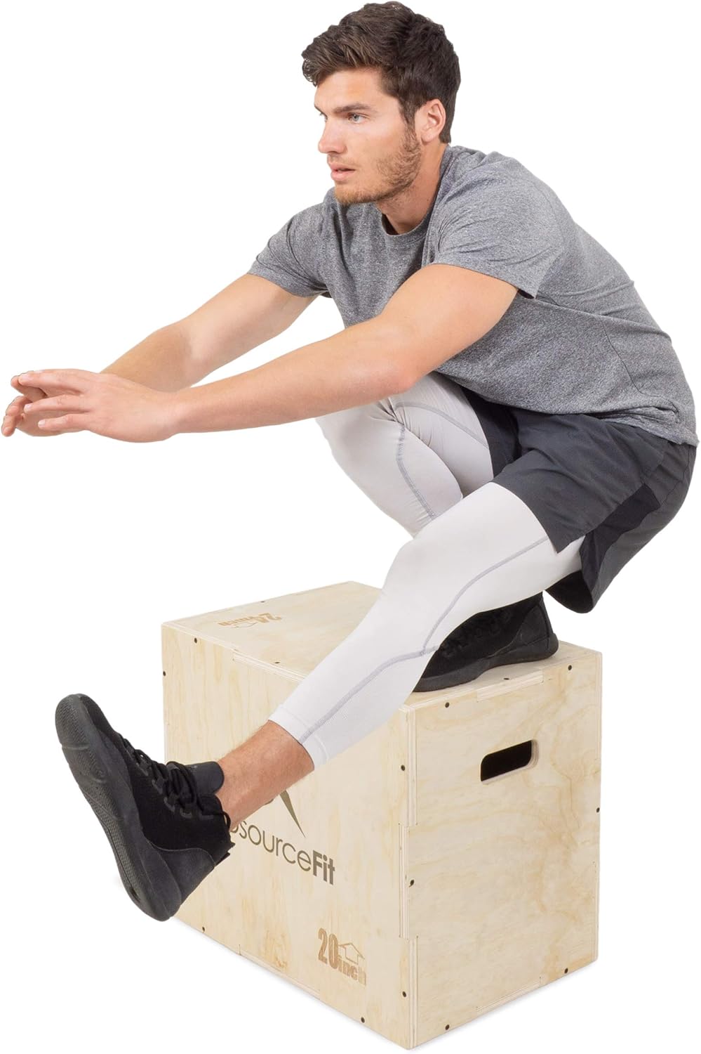 Beige 16 x 14 x 12 Wood Plyometric Jump Box A58682