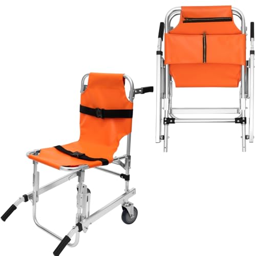 Foldable Stair Chair with 2 Wheels, 350 lbs Load Capacity (Orange) U543