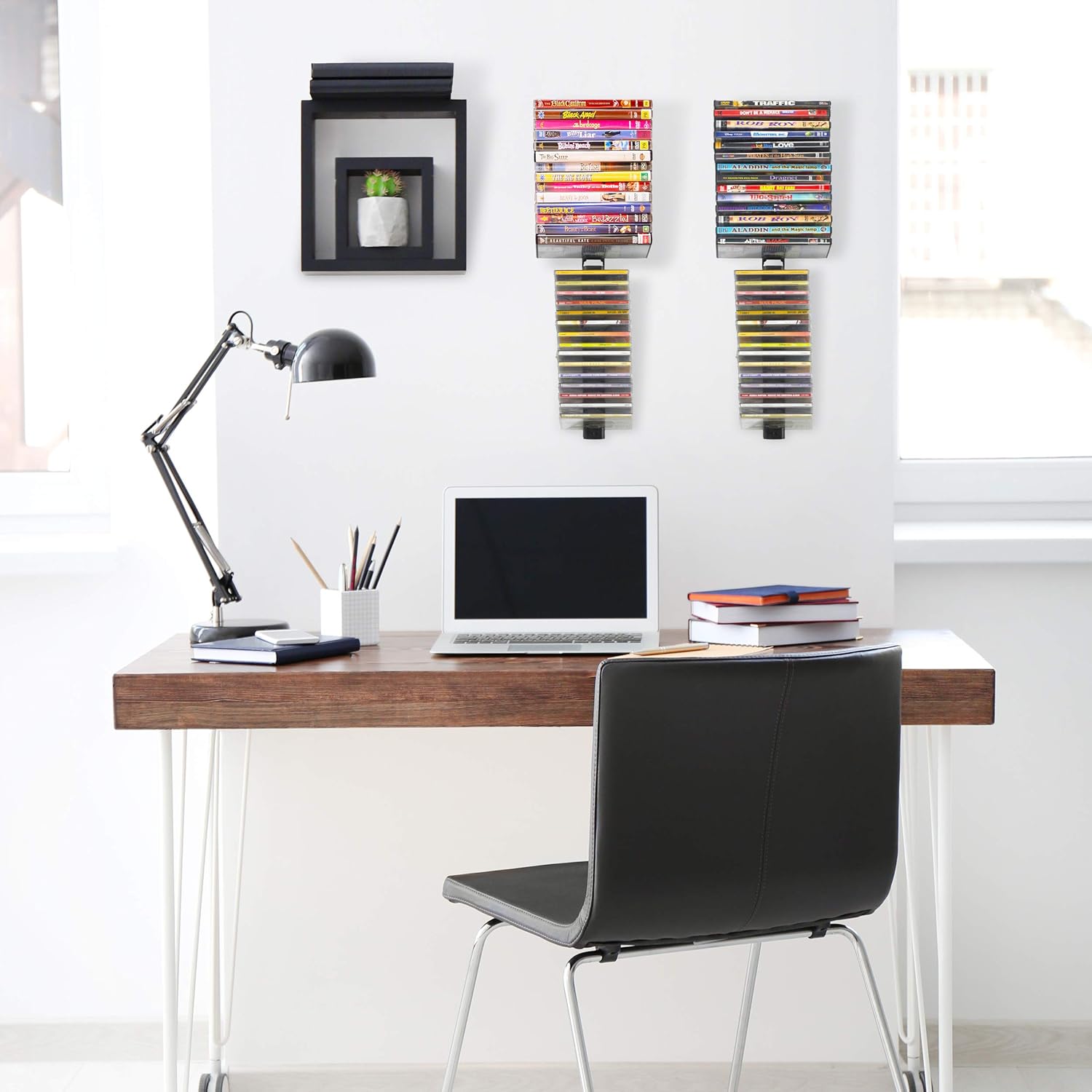 Black 4-pack Wall-Mount Media Storage Rack D191