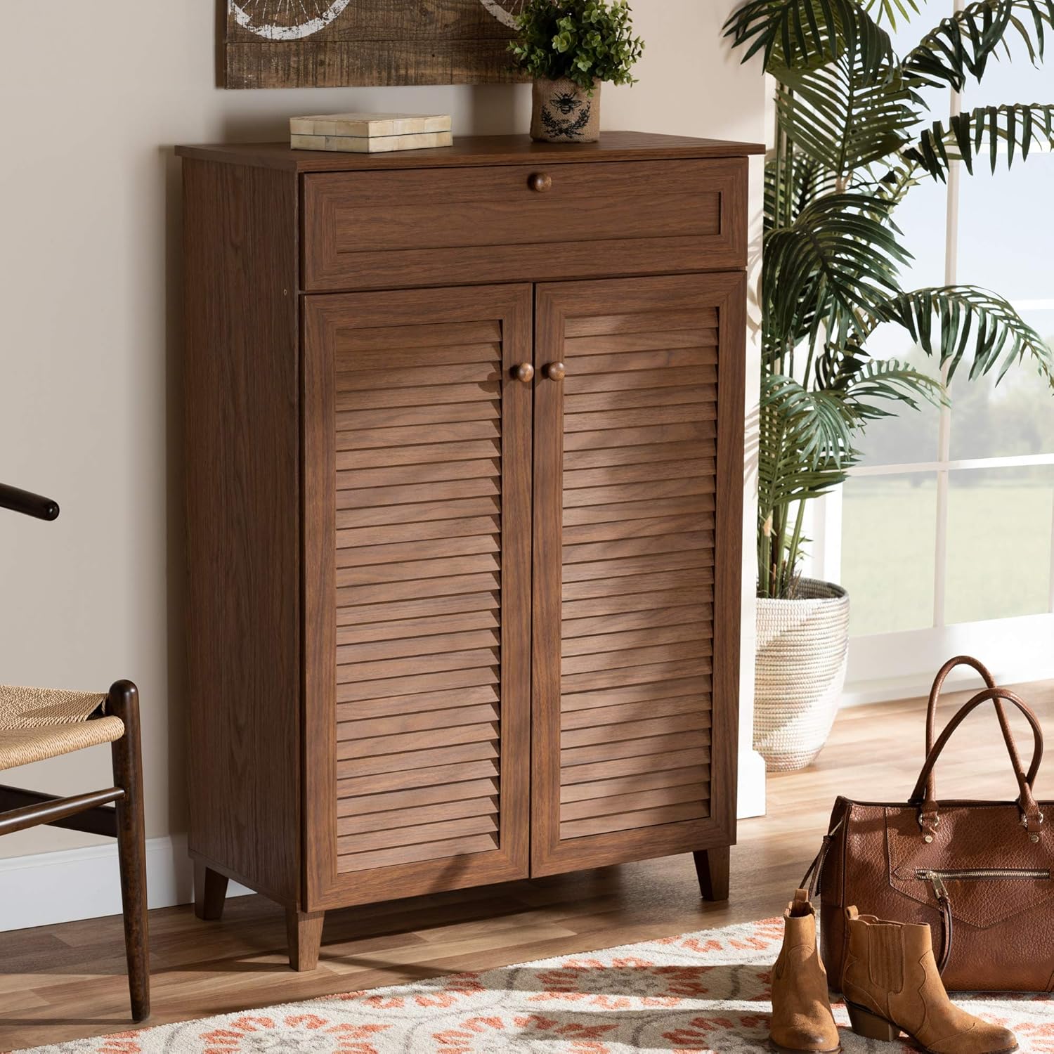 Walnut Shoe Cabinet E3401