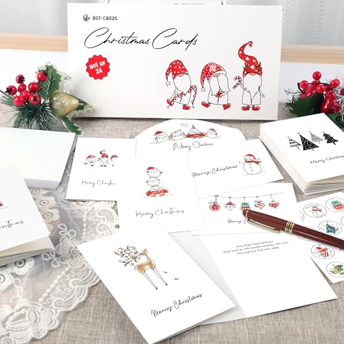 Pack of 24 Merry Christmas Cards with Envelopes, 4" x 6" C36451