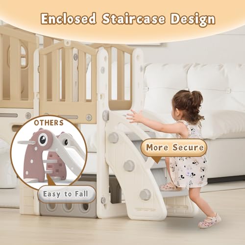 Gray 8 in 1 Toddler Slide Set with Basketball Hoop P894