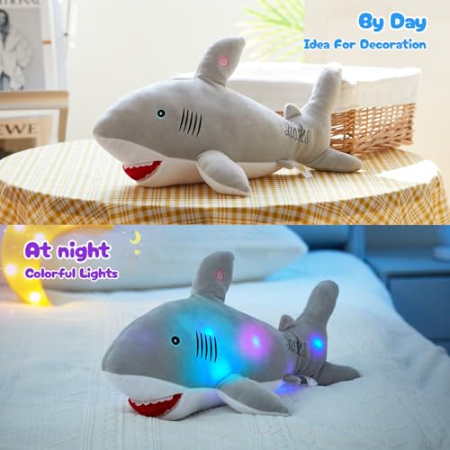 Gray Light Up Plush Shark Stuffed Animal N82152