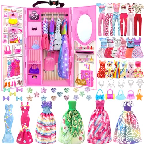 82PCS Doll Clothes and Accessories with Closet for 11.5 Inch Doll T135