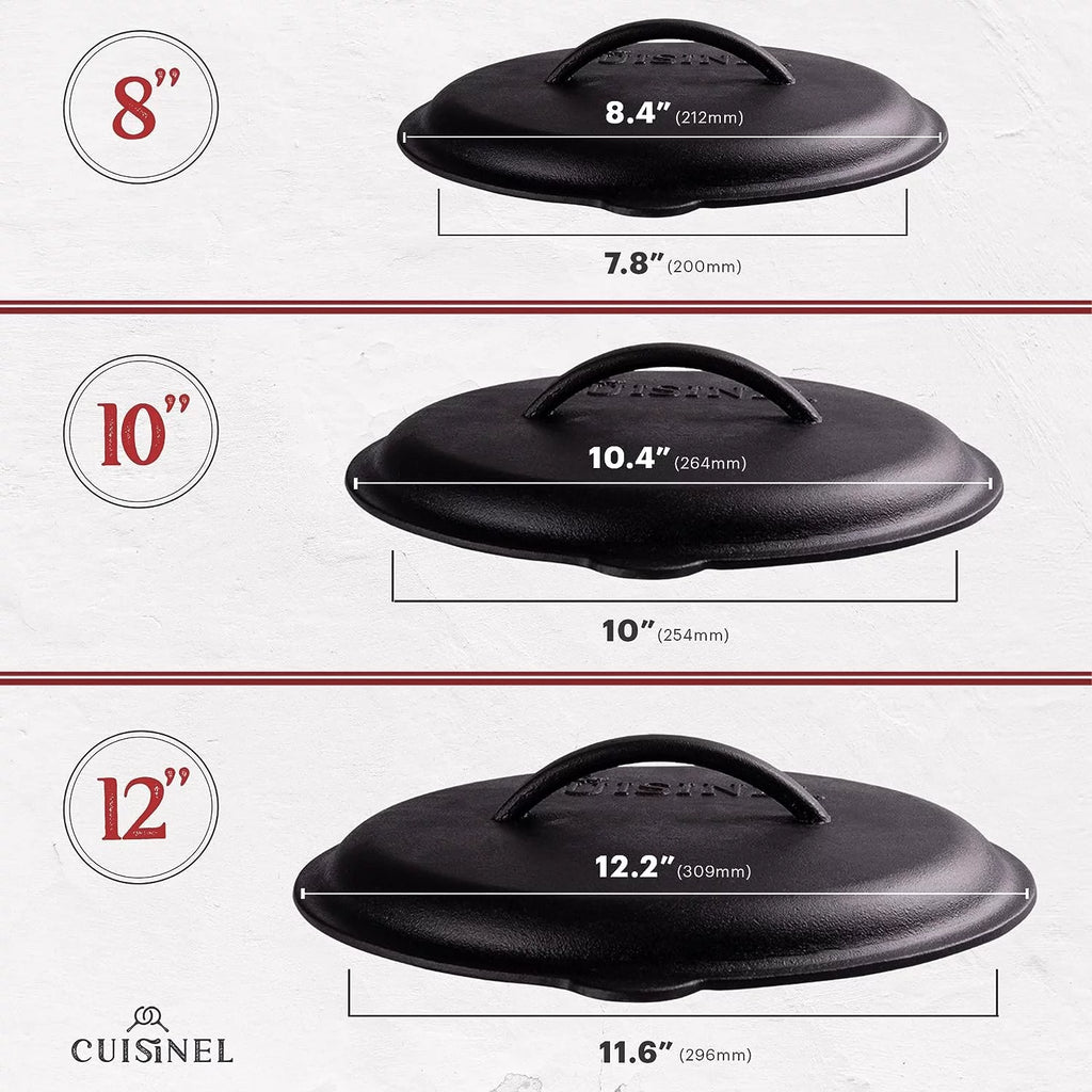 Pre-Seasoned Cast Iron Skillet Set with Lids U247