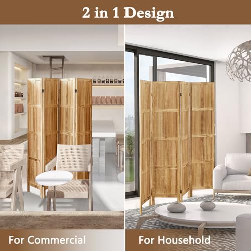 Dark Brown 5.6Ft Wood Folding Room Divider A369