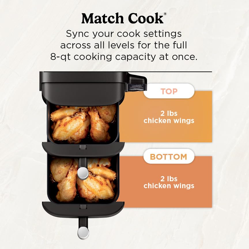 8 QT DoubleStack 2-Basket Air Fryer, Black X7713