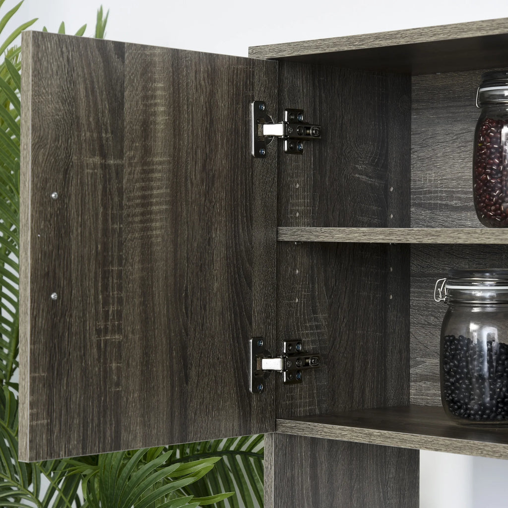 Gray Kitchen Pantry Storage Cabinet with Microwave Stand Z697127