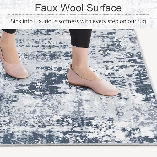 8x10 ft Grey Faux Wool Non Slip Area Rug Q638