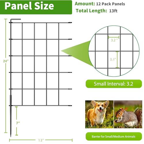 12 Pack 24 in x 13 ft Metal Wire Garden Fence Panels V4694