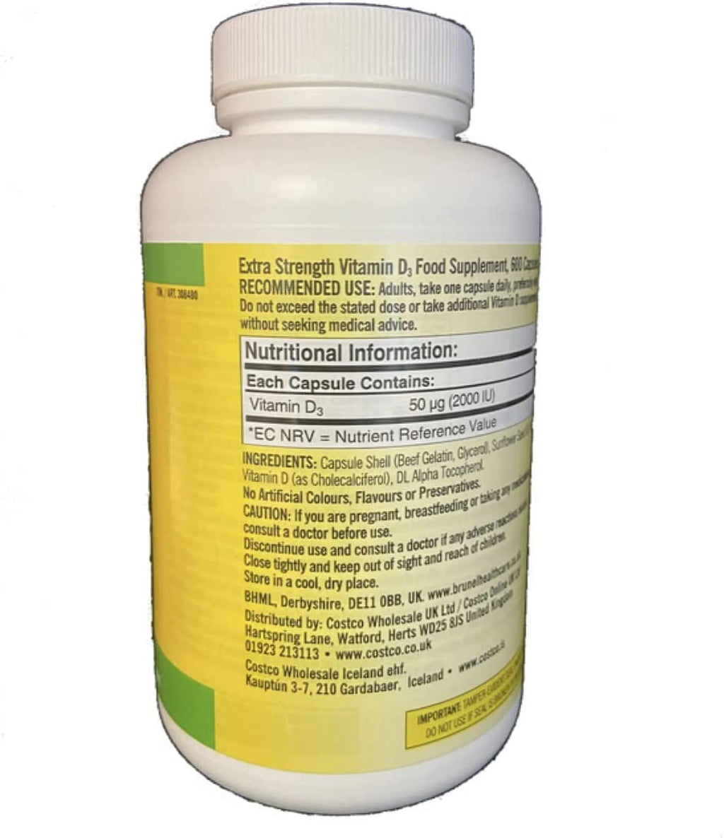 Vitamin D3 600 Softgels (Pack of 2) C500