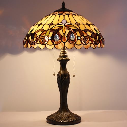 Tiffany Style Stained Glass Table Lamp 16X16X24 Inches Metal Base W289