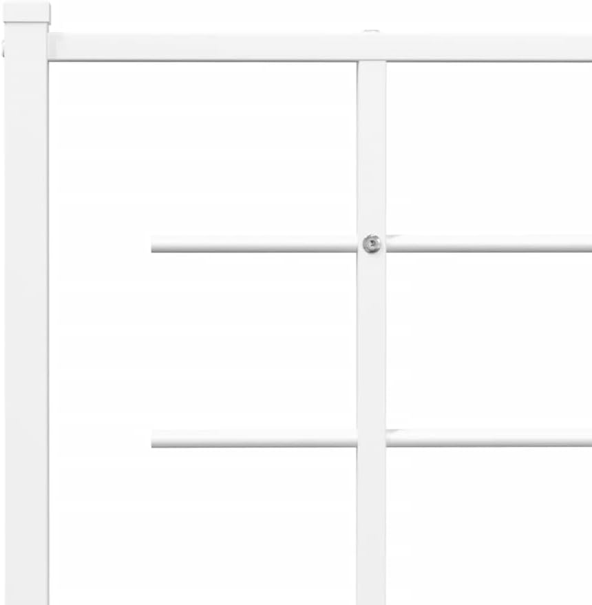 White Steel Metal Bed Frame Double Bed with Headboard Footboard H68388