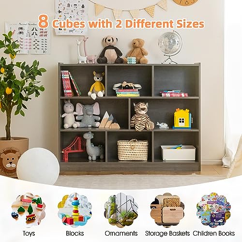 5-Section 2-Tier Open Wooden Storage Shelf Q5992