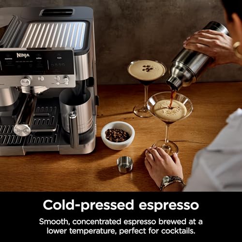 Stainless Steel Espresso Machine and Drip Coffee Maker with Integrated Coffee Grinder and Milk Frother F54576