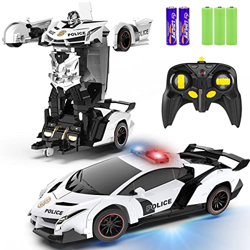 2.4Ghz 1:18 Scale Transforming Police Car Toy with Flashing Light I935