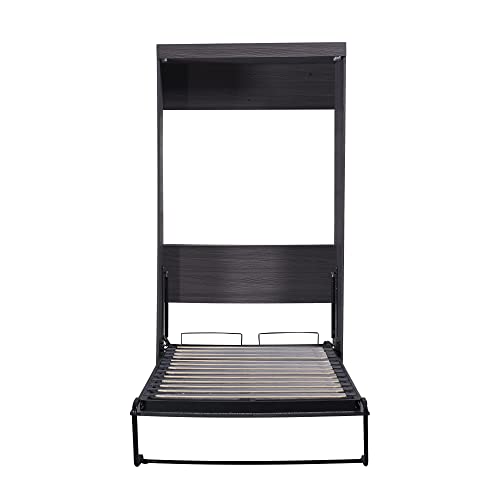 Grey Twin Size Murphy Bed with Wardrobe and Storage Drawers Z7199