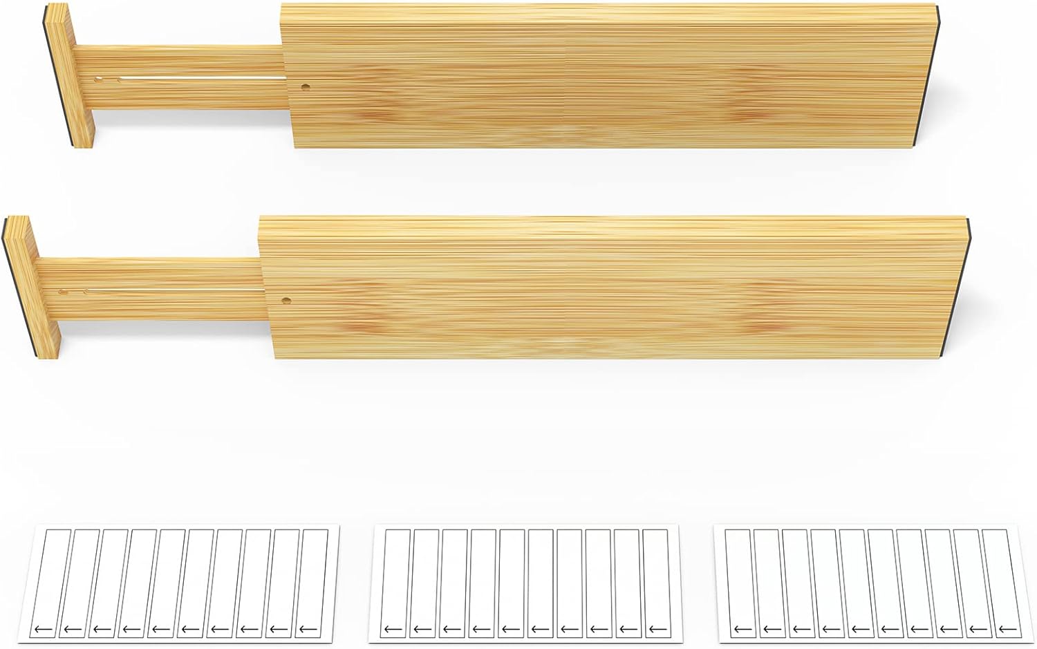 4" High Bamboo Deep Drawer Dividers, Expandable Drawer Organizers, 2 Dividers (17-22 in) J743564