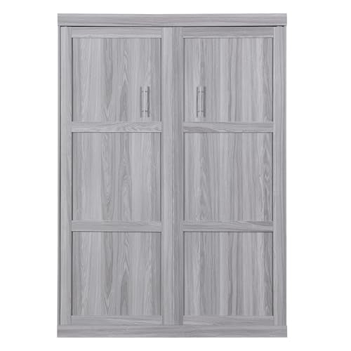 Gray Full Size Wood Murphy Bed with Shelves N836172