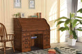 54 Inch Solid Oak Wood Roll Top Desk X74485
