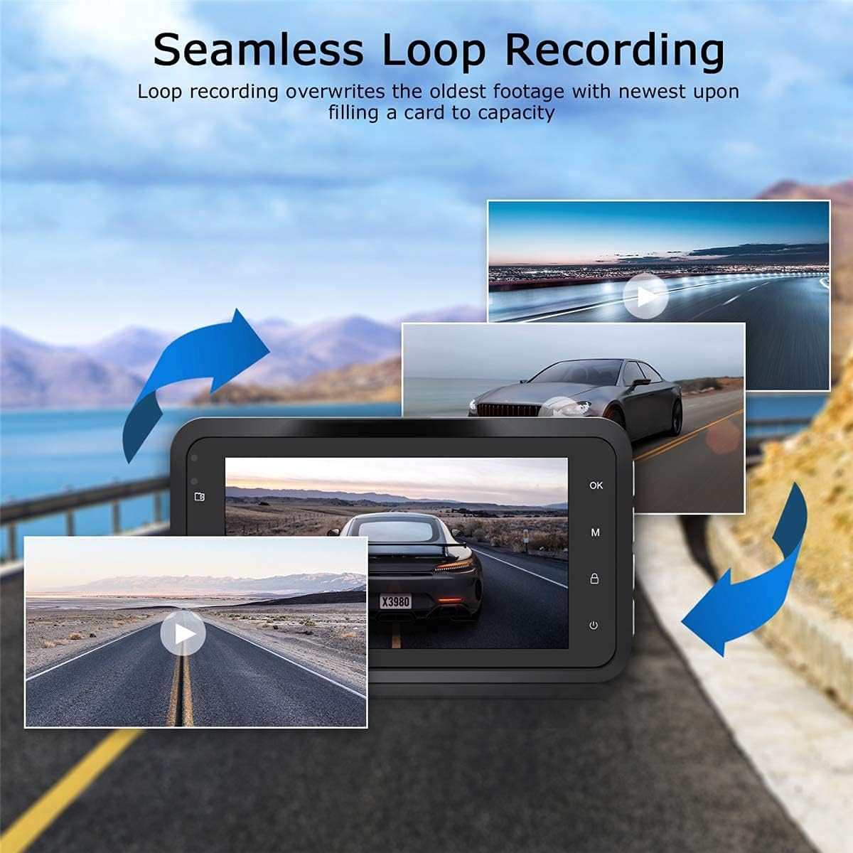Dash Cam Front and Rear 1080P Full HD Car DVR Dashboard Camera with 3.0" LCD Display Night Vision G-Sensor U522