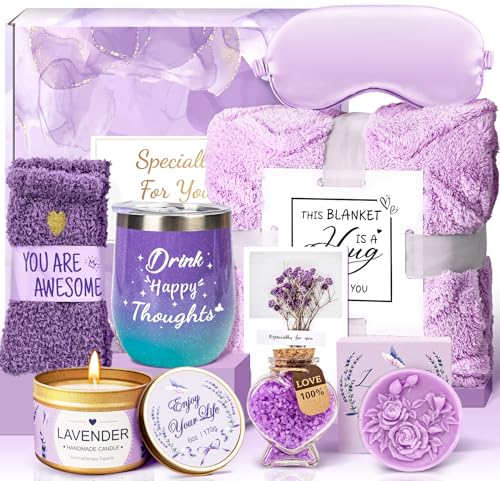 Lavender Spa Gifts Basket with Flannel Blanket J430210