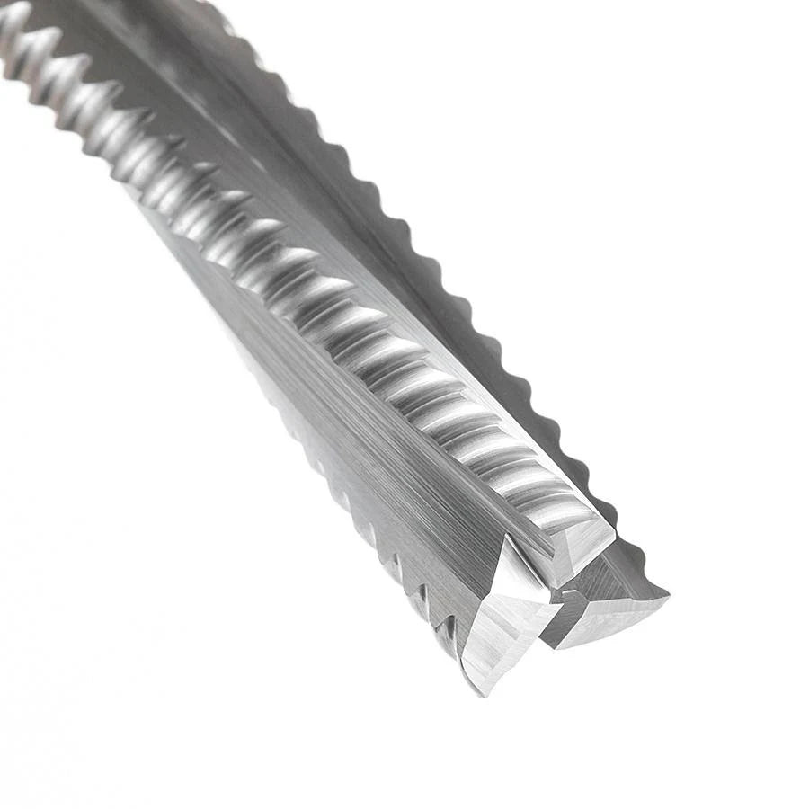 Solid Carbide Roughing Spiral 3 Flute Chipbreaker 1/2 Dia x 2 inch x 1/2 Shank Down-Cut Router Bit Q946