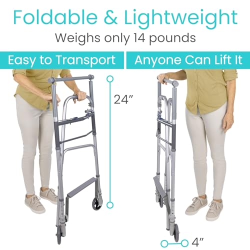 Lightweight Folding Sit to Stand Walker with Front 5" Wheels R486