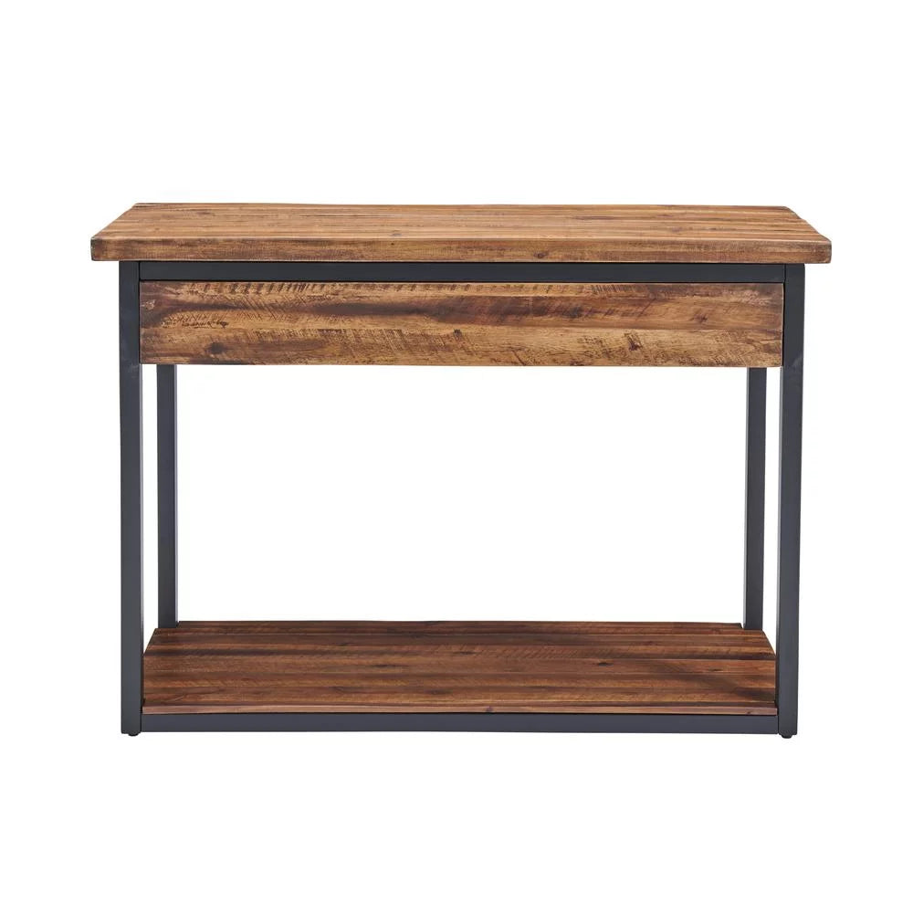 Rustic Wood Console Table with Two Drawers and Low Shelf M73321