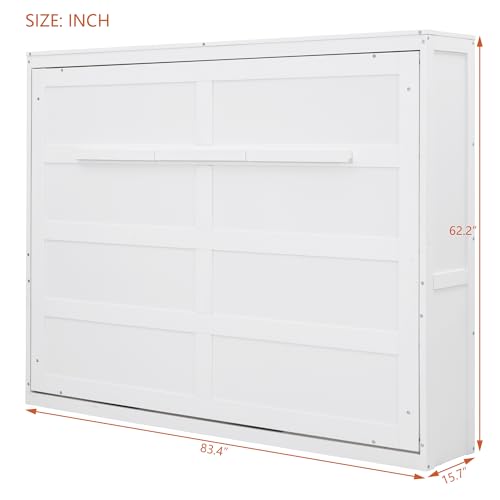 White Full Size Murphy Bed with Storage Cabinets G631