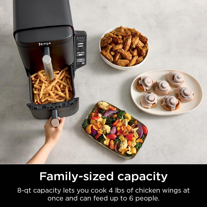 8 QT DoubleStack 2-Basket Air Fryer, Black X7713