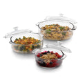 3-Piece Glass Casserole Baking Dish Set with Glass Covers G893