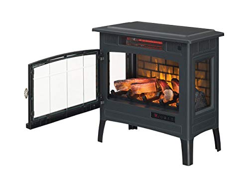 Black 3D Infrared Electric Fireplace Stove with Remote Control W177192