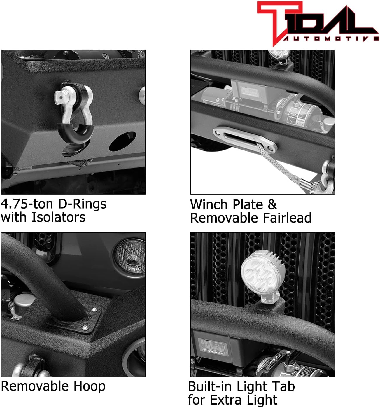 Full Width Front Bumper with LED Light Bar and Winch Plate E69944