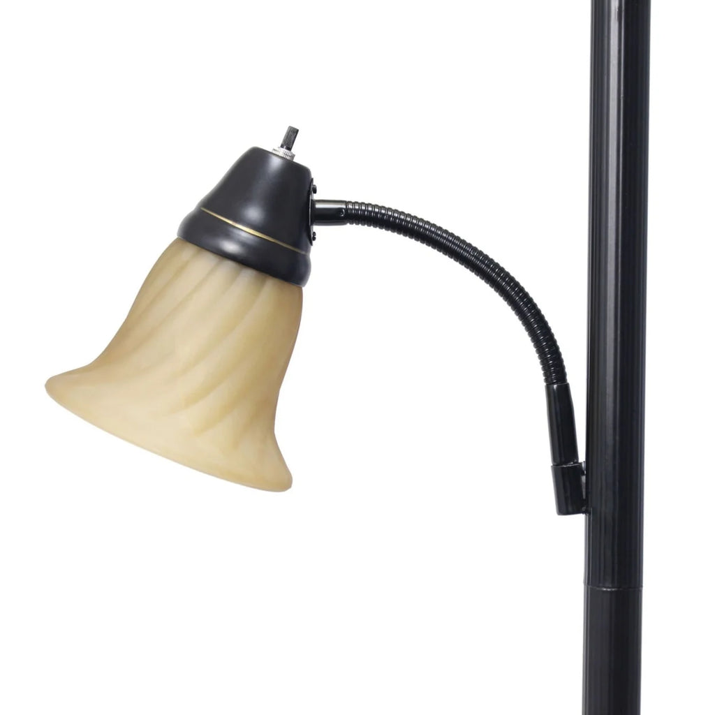 3 Light Floor Lamp with White Scalloped Glass Shades, Restoration Bronze B763