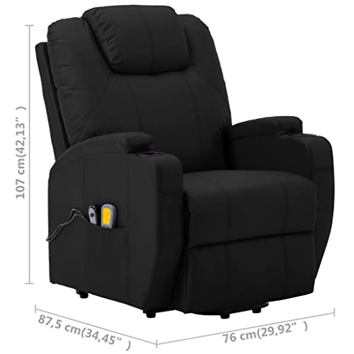 Black Faux Leather Electric Power Lift Massage Chair with 6-Point Vibration Massage H799