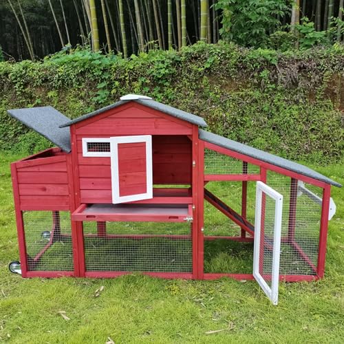 Black Wooden Chicken Coop and Rabbit Hutch with Nesting Box and Pull Out Tray Y84851